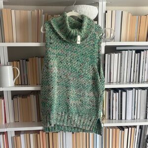 FREE PEOPLE NWT Green Sleeveless Turtleneck Sweater